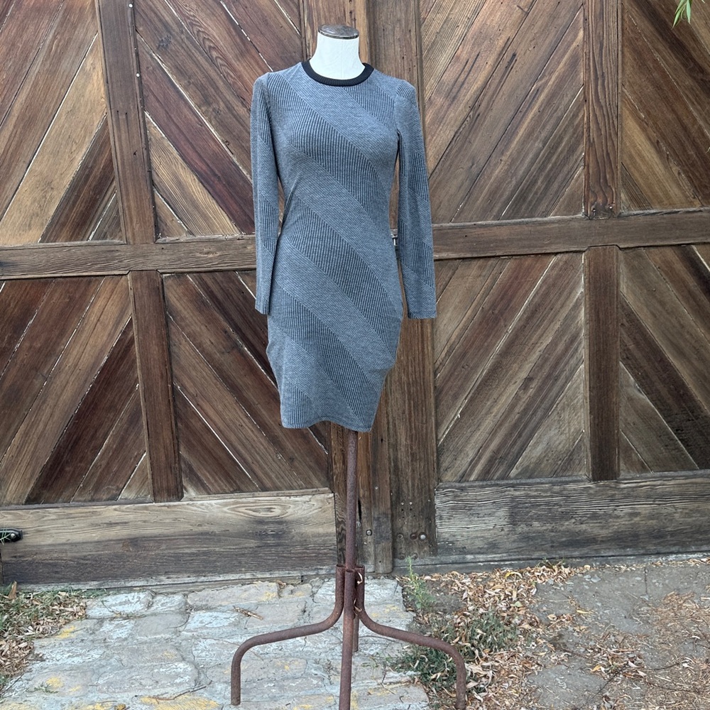 Gray Long Sleeve Knit Dress S Charlotte Ruse